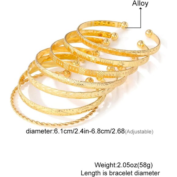 Women's 14k Gold Plated Multi Layer Stackable Cuff Bracelet Set Trendy Elegance - Picture 8 of 9
